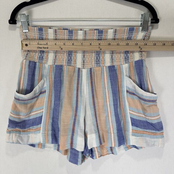 Anthropologie Shorts Womens‎ Small Blue Striped Smocked Beachy Boho Resort Comfy - Picture 12 of 14